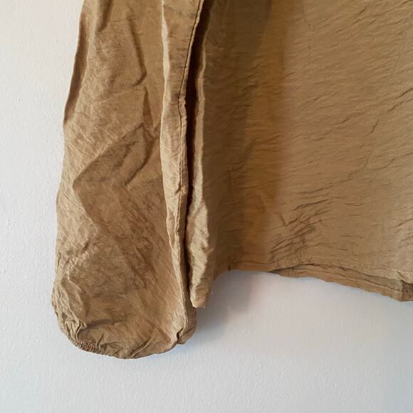 NWT Self Contrast Anthropologie Tan Brown Long Sleeve Tunic Blouse size Medium - Picture 6 of 10